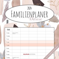 Familienplaner Deluxe 2024 – Broschürenkalender 30×30 cm (30×60 geöffnet) – Kalender mit Platz für Notizen – 5 Spalten – Bildkalender – Wandkalender