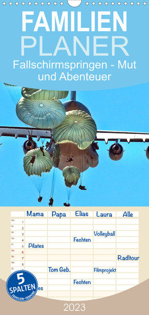 Familienplaner Fallschirmspringen – Mut und Abenteuer (Wandkalender 2023 , 21 cm x 45 cm, hoch) von Roder,  Peter