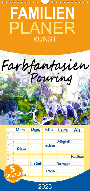 Familienplaner Farbfantasien – Pouring (Wandkalender 2023 , 21 cm x 45 cm, hoch) von Thomas,  Natalja
