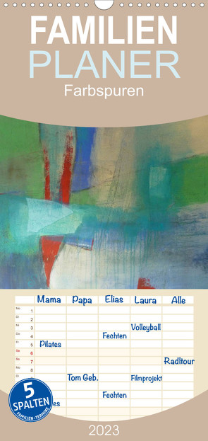 Familienplaner Farbspuren – Kunstkalender (Wandkalender 2023 , 21 cm x 45 cm, hoch) von Tomasch,  Susanne