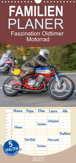 Familienplaner Faszination Oldtimer Motorrad – Momentaufnahmen vom Jochpass Memorial (Wandkalender 2023 , 21 cm x 45 cm, hoch) von Läufer,  Stephan