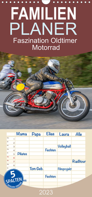 Familienplaner Faszination Oldtimer Motorrad – Momentaufnahmen vom Jochpass Memorial (Wandkalender 2023 , 21 cm x 45 cm, hoch) von Läufer,  Stephan