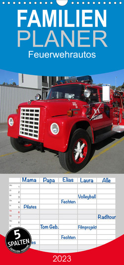 Familienplaner Feuerwehrautos (Wandkalender 2023 , 21 cm x 45 cm, hoch) von insideportugal