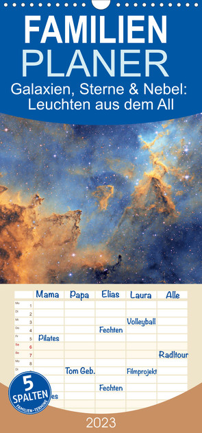 Familienplaner Galaxien, Sterne und Nebel: Leuchten aus dem All (Wandkalender 2023 , 21 cm x 45 cm, hoch) von CALVENDO