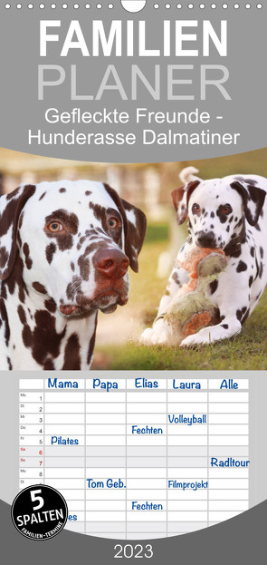 Familienplaner Gefleckte Freunde – Hunderasse Dalmatiner (Wandkalender 2023 , 21 cm x 45 cm, hoch) von Mielewczyk,  Barbara