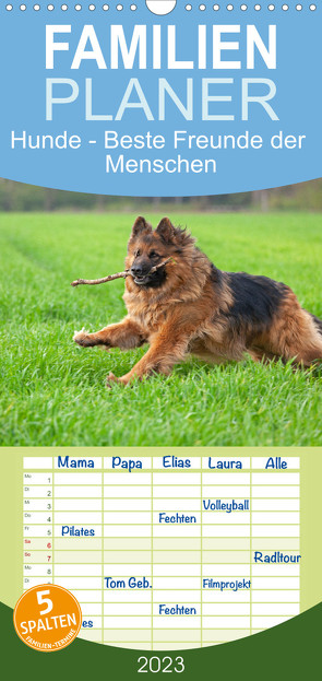 Familienplaner Hunde – Beste Freunde der Menschen (Wandkalender 2023 , 21 cm x 45 cm, hoch) von Kuttig,  Siegfried