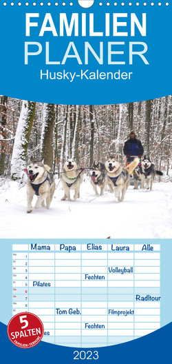 Familienplaner Husky-Kalender (Wandkalender 2023 , 21 cm x 45 cm, hoch) von andiwolves