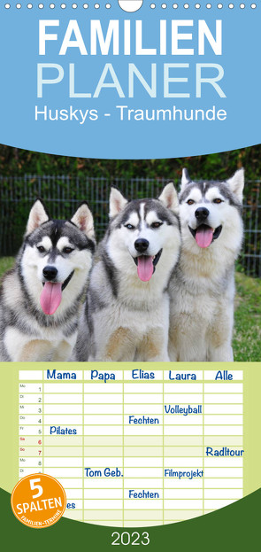 Familienplaner Huskys – Traumhunde (Wandkalender 2023 , 21 cm x 45 cm, hoch) von Ebardt,  Michael