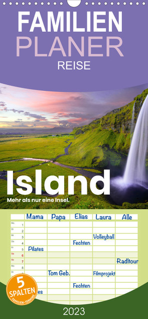 Familienplaner Island – Mehr als nur eine Insel. (Wandkalender 2023 , 21 cm x 45 cm, hoch) von Lederer,  Benjamin