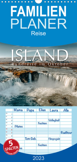 Familienplaner Island – Rundreise im Oktober (Wandkalender 2023 , 21 cm x 45 cm, hoch) von Schöb,  Monika