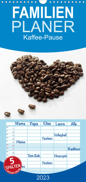 Familienplaner Kaffee-Pause Terminkalender (Wandkalender 2023 , 21 cm x 45 cm, hoch) von Riedel,  Tanja