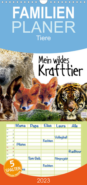 Familienplaner Mein wildes Krafttier voller Achtsamkeit (Wandkalender 2023 , 21 cm x 45 cm, hoch) von Ryzek,  Astrid