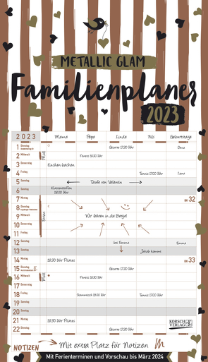 Familienplaner Metallic Glam 2023 von Korsch Verlag