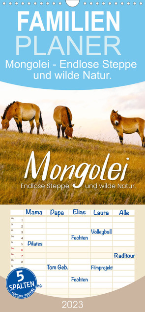 Familienplaner Mongolei – Endlose Steppe und wilde Natur. (Wandkalender 2023 , 21 cm x 45 cm, hoch) von SF