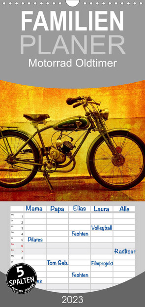 Familienplaner Motorrad Oldtimer (Wandkalender 2023 , 21 cm x 45 cm, hoch) von Siebenhühner,  Gabi