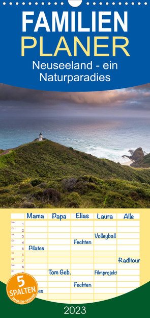 Familienplaner Neuseeland – ein Naturparadies (Wandkalender 2023 , 21 cm x 45 cm, hoch) von kalender365.com