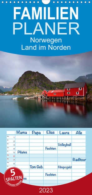 Familienplaner Norwegen – Land im Norden (Wandkalender 2023 , 21 cm x 45 cm, hoch) von kalender365.com