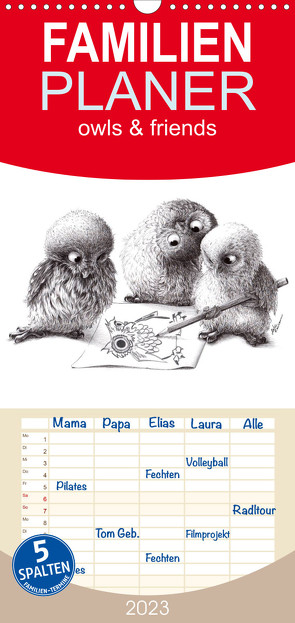 Familienplaner owls & friends 2023 (Wandkalender 2023 , 21 cm x 45 cm, hoch) von Kahlhammer,  Stefan