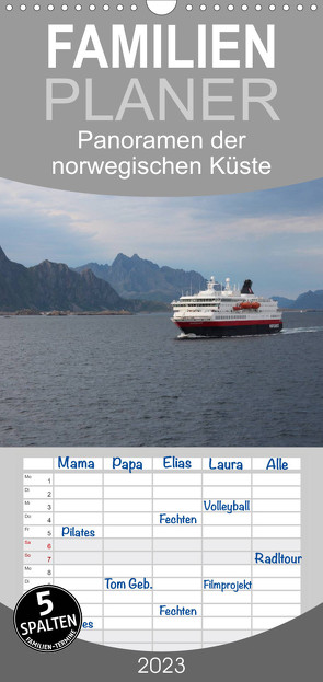 Familienplaner Panoramen der norwegischen Küste (Wandkalender 2023 , 21 cm x 45 cm, hoch) von Lacher,  Ingrid