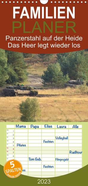 Familienplaner Panzerstahl auf der Heide – Das Heer legt wieder los (Wandkalender 2023 , 21 cm x 45 cm, hoch) von Media,  Hoschie