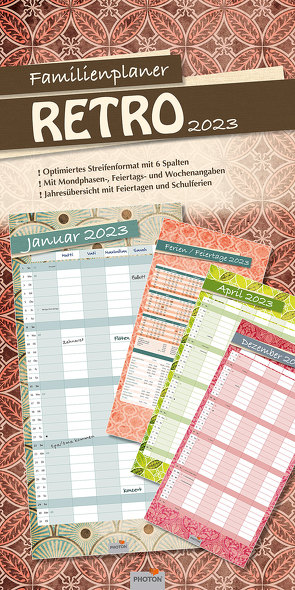 FAMILIENPLANER „RETRO“ Kalender 2023 von PHOTON Verlag