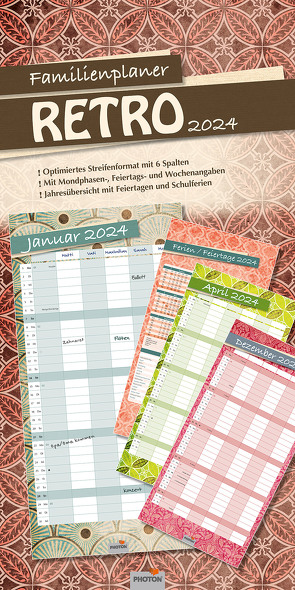 Familienplaner „RETRO“ Kalender 2024 von PHOTON Verlag