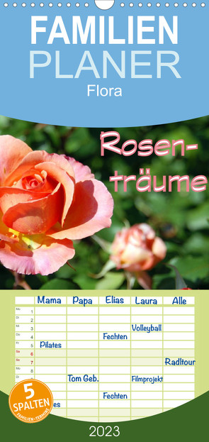 Familienplaner ROSENTRÄUME (Wandkalender 2023 , 21 cm x 45 cm, hoch) von GUGIGEI