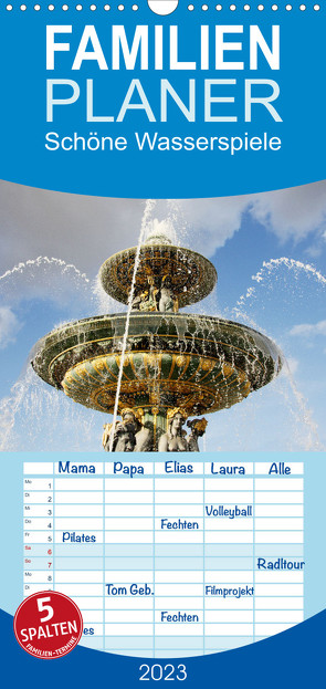 Familienplaner Schöne Wasserspiele (Wandkalender 2023 , 21 cm x 45 cm, hoch) von Kruse,  Gisela