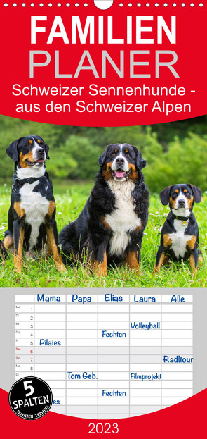 Familienplaner Schweizer Sennenhunde – aus den Schweizer Alpen (Wandkalender 2023 , 21 cm x 45 cm, hoch) von Starick,  Sigrid