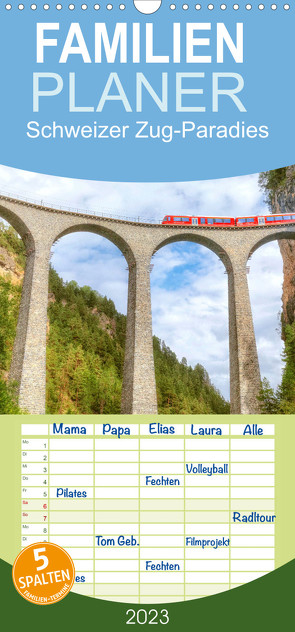 Familienplaner Schweizer Zug-Paradies (Wandkalender 2023 , 21 cm x 45 cm, hoch) von CALVENDO