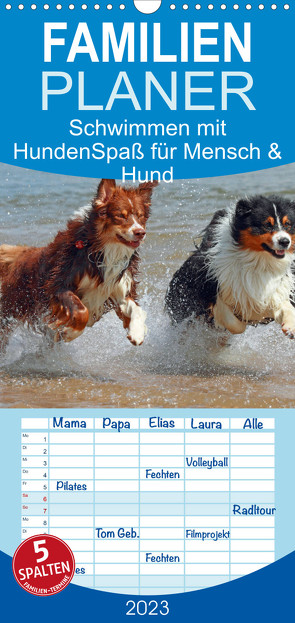Familienplaner Schwimmen mit Hunden – Spaß für Mensch und Hund (Wandkalender 2023 , 21 cm x 45 cm, hoch) von Chawera