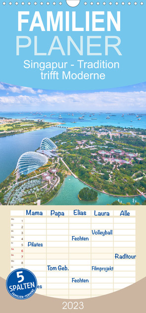 Familienplaner Singapur – Tradition trifft Moderne (Wandkalender 2023 , 21 cm x 45 cm, hoch) von FM