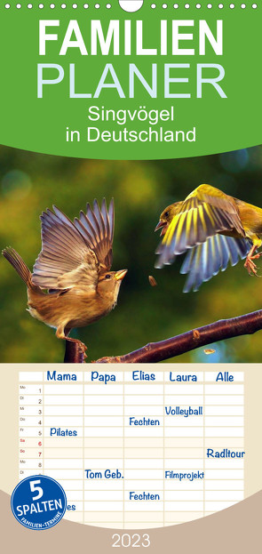 Familienplaner Singvögel in Deutschland (Wandkalender 2023 , 21 cm x 45 cm, hoch) von Klapp,  Lutz