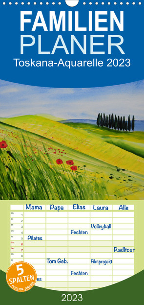Familienplaner Toskana-Aquarelle 2023 (Wandkalender 2023 , 21 cm x 45 cm, hoch) von Ilona Baumann,  Roswita