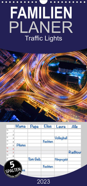 Familienplaner Traffic Lights – Großstadtverkehr der schönsten Metropolen von oben (Wandkalender 2023 , 21 cm x 45 cm, hoch) von Utz,  Renate