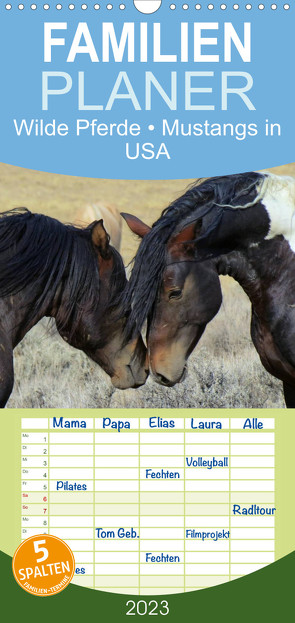 Familienplaner Wilde Pferde • Mustangs in USA (Wandkalender 2023 , 21 cm x 45 cm, hoch) von Stanzer,  Elisabeth