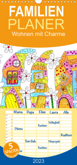 Familienplaner Wohnen mit Charme (Wandkalender 2023 , 21 cm x 45 cm, hoch) von Sarnade