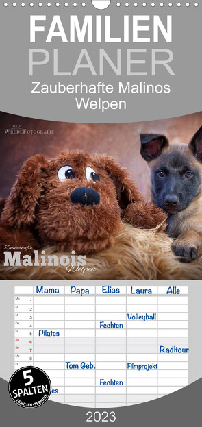 Familienplaner Zauberhafte Malinos Welpen – Belgische Schäferhunde (Wandkalender 2023 , 21 cm x 45 cm, hoch) von Wrede,  Martina
