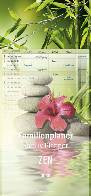 Familienplaner Zen 2020 – Familientermine – Familientimer (21 x 45) – 5 Spalten – Wandplaner – Familienkalender von ALPHA EDITION