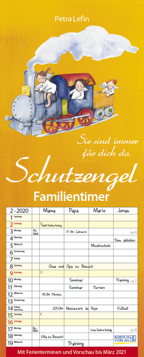 Familientimer Schutzengel 2020 von Korsch Verlag, Lefin,  Petra