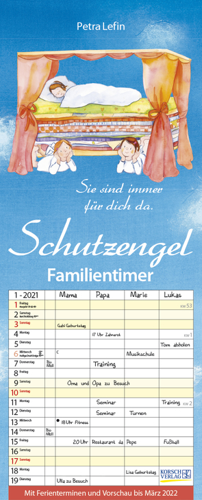 Familientimer Schutzengel 2021 von Korsch Verlag, Lefin,  Petra