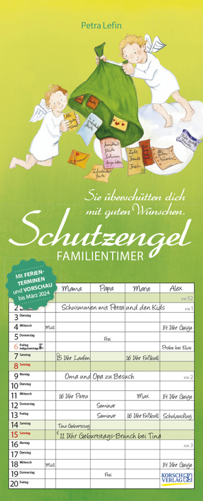 Familientimer Schutzengel 2023 von Korsch Verlag, Lefin,  Petra