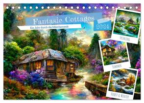 Fantasie Cottages – Ein Jahr durch die Märchenwelt (Tischkalender 2024 DIN A5 quer), CALVENDO Monatskalender von Frost,  Anja