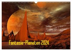 Fantasie-Planeten (Wandkalender 2024 DIN A3 quer), CALVENDO Monatskalender von juehust,  juehust