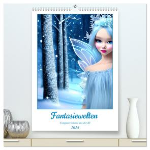 Fantasiewelten – Computerträume aus der KI (hochwertiger Premium Wandkalender 2024 DIN A2 hoch), Kunstdruck in Hochglanz von aka stine1,  Christine