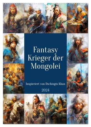 Fantasy-Krieger der Mongolei. Inspiriert von Dschingis Khan (Wandkalender 2024 DIN A2 hoch), CALVENDO Monatskalender von Hurley,  Rose