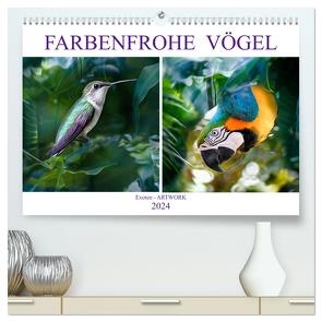 Farbenfrohe Vögel – Exoten ARTWORK (hochwertiger Premium Wandkalender 2024 DIN A2 quer), Kunstdruck in Hochglanz von Brunner-Klaus,  Liselotte