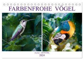 Farbenfrohe Vögel – Exoten ARTWORK (Tischkalender 2024 DIN A5 quer), CALVENDO Monatskalender von Brunner-Klaus,  Liselotte
