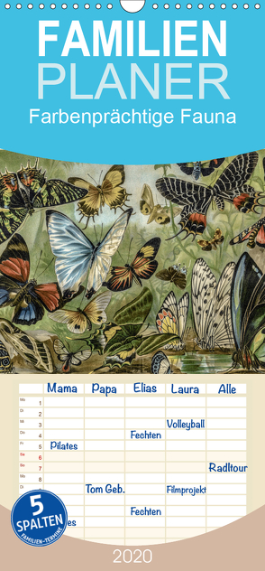 Farbenprächtige Fauna. Fische, Vögel, Schmetterlinge in Grafiken des 19 Jahrhunderts – Familienplaner hoch (Wandkalender 2020 , 21 cm x 45 cm, hoch) von Galle,  Jost