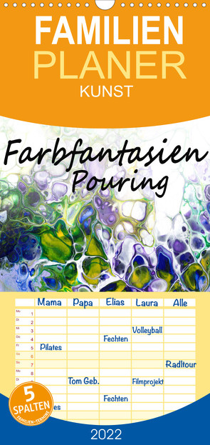 Familienplaner Farbfantasien – Pouring (Wandkalender 2022 , 21 cm x 45 cm, hoch) von Thomas,  Natalja